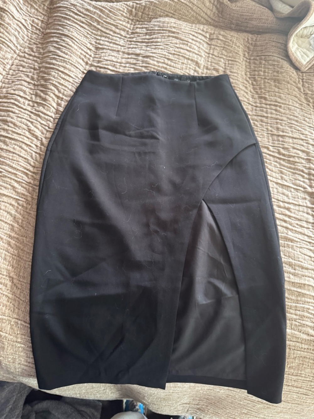 Dynamite Black Pencil Skirt with Side Overlap Slit